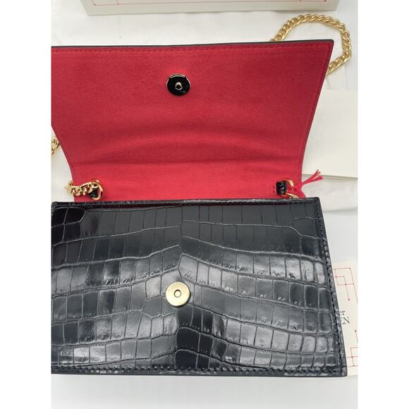 NEW ALEXANDER MCQUEEN BLACK LEATHER SKULL CROC CHAIN BAG PURSE NWT BOX - Picture 10 of 12
